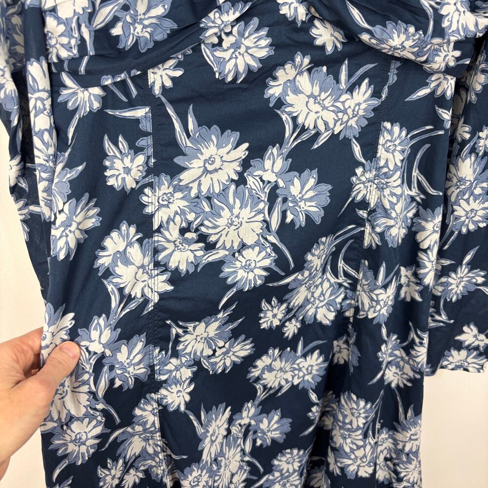 Polo Ralph Lauren Bloom Gathered Midi Dress Blue White Floral - NO TAGS ~ Large - Picture 10 of 12